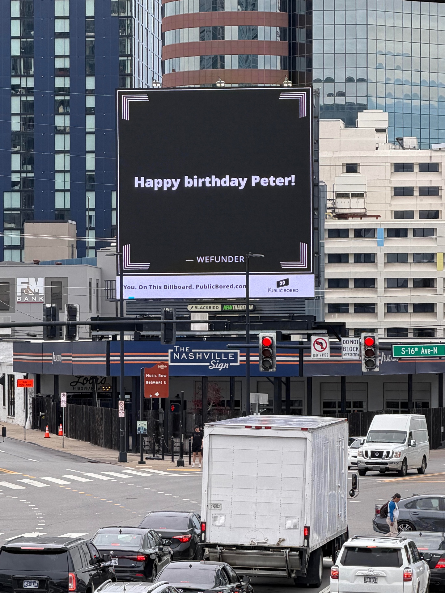 Nashville billboard airing: Happy birthday Peter!